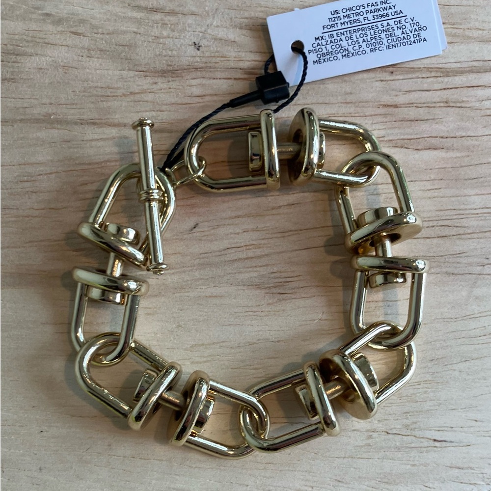 WHITE HOUSE BLACK MARKET Gold Tone Chunky Link Bracelet New With Tags